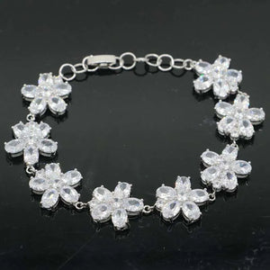 Star Shape Green Amethyst Sapphire Silver Bracelet 7.0-8.0inch