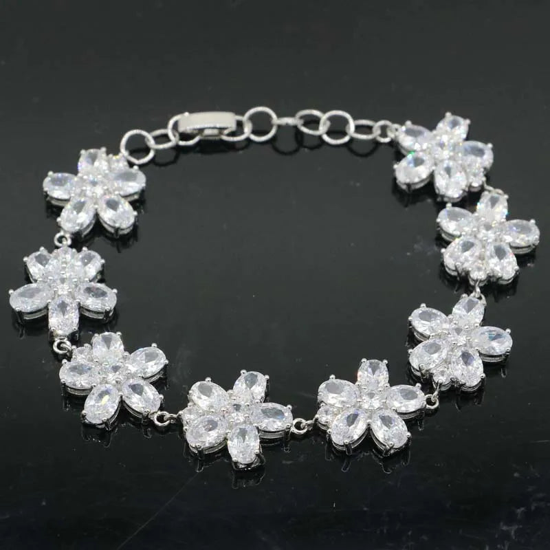 Star Shape Green Amethyst Sapphire Silver Bracelet 7.0-8.0inch