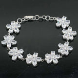 Star Shape Green Amethyst Sapphire Silver Bracelet 7.0-8.0inch