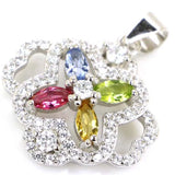 Golden Citrine Tanzanite Rhodolite Garnet Peridot CZ Sterling Silver Pendant
