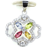 Golden Citrine Tanzanite Rhodolite Garnet Peridot CZ Sterling Silver Pendant
