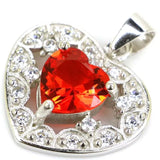 Romantic Heart Orange Spessartine Garnet Pendant
