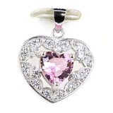 Romantic Heart Pink Kunzite Violet Tanzanite CZ Silver Pendant