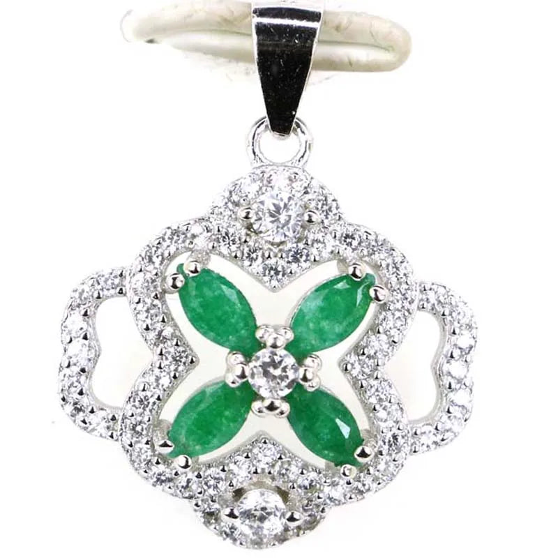 Sapphire Emerald Ruby CZ 925 Silver Pendant