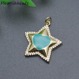Enamel Starfish Star Shape Charms Red CZ Beads Pendant