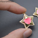 Enamel Starfish Star Shape Charms Red CZ Beads Pendant