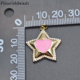 Enamel Starfish Star Shape Charms Red CZ Beads Pendant