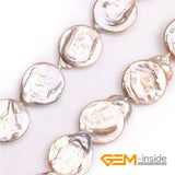 Large Coin Freshwater Cultured Pearls Beads 15 Inches