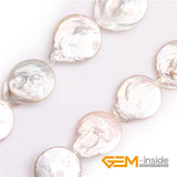Large Coin Freshwater Cultured Pearls Beads 15 Inches