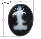 Kuanyin Natural Tibetan Dzi Beads Flat Oval Two Tone For DIY Jewelry