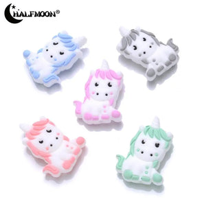 10Pcs Cartoon Animals Silicone Teether Beads for Baby Pacifier Chain DIY