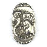 Natural Pyrite Stone Pendant - Rabbit & Mushrooms Carved