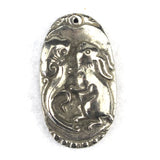 Natural Pyrite Stone Pendant - Rabbit & Mushrooms Carved