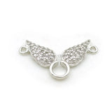 Micro Pave Clear CZ 2 Wings Charm Double Circles Necklace Jewelry