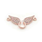 Micro Pave Clear CZ 2 Wings Charm Double Circles Necklace Jewelry