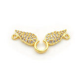 Micro Pave Clear CZ 2 Wings Charm Double Circles Necklace Jewelry