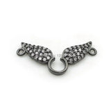 Micro Pave Clear CZ 2 Wings Charm Double Circles Necklace Jewelry