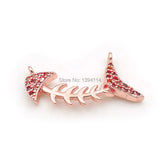 Micro Pave Orange CZ Fish Skeleton Charm Double Circles Necklace Jewelry