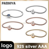Classic Snake Print Sterling Silver Bracelet S925 with Logo