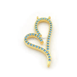 Micro Pave Kallaite CZ Heart Charm Double Circles Necklace Jewelry