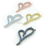 Micro Pave Kallaite CZ Heart Charm Double Circles Necklace Jewelry
