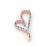 Micro Pave Kallaite CZ Heart Charm Double Circles Necklace Jewelry