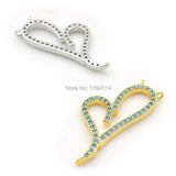 Micro Pave Kallaite CZ Heart Charm Double Circles Necklace Jewelry