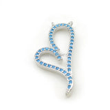 Micro Pave Kallaite CZ Heart Charm Double Circles Necklace Jewelry