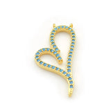 Micro Pave Kallaite CZ Heart Charm Double Circles Necklace Jewelry