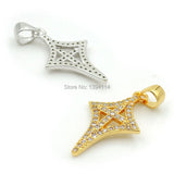 Micro Pave Clear CZ Star Of Cross Charm Necklace Jewelry