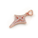 Micro Pave Clear CZ Star Of Cross Charm Necklace Jewelry