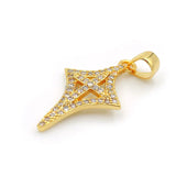 Micro Pave Clear CZ Star Of Cross Charm Necklace Jewelry