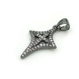 Micro Pave Clear CZ Star Of Cross Charm Necklace Jewelry