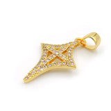 Micro Pave Clear CZ Star Of Cross Charm Necklace Jewelry