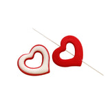 Resin Hollow Heart Jewelry Beads 50pcs