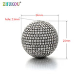 Brass CZ Oval Beads for DIY Jewelry Making, Round Hole: 2.5mm