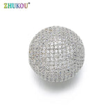 Brass CZ Oval Beads for DIY Jewelry Making, Round Hole: 2.5mm