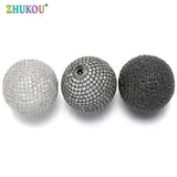 Brass CZ Oval Beads for DIY Jewelry Making, Round Hole: 2.5mm