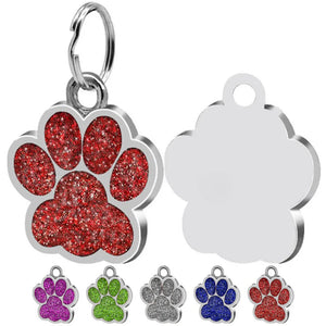 Personalized Paw Glitter Pendant Pet Tag for Dogs and Cats