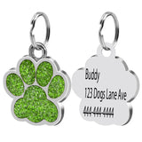 Personalized Paw Glitter Pendant Pet Tag for Dogs and Cats