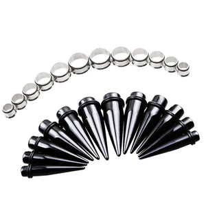 Ear Plugs Tunnels Stretching Kits Set Steel Acrylic Tapers Gauges Set