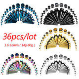 Ear Plugs Tunnels Stretching Kits Set Steel Acrylic Tapers Gauges Set