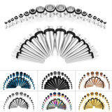 Ear Plugs Tunnels Stretching Kits Set Steel Acrylic Tapers Gauges Set