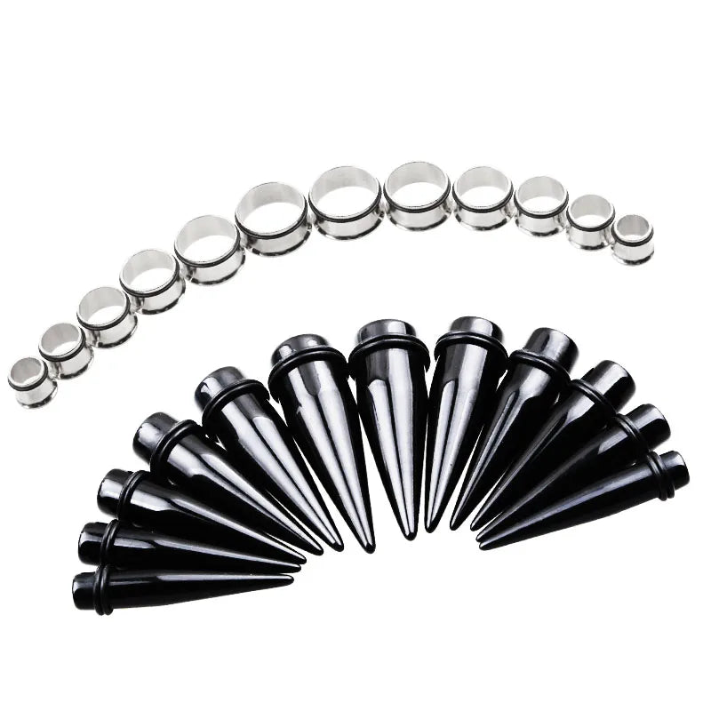 Ear Plugs Tunnels Stretching Kits Set Steel Acrylic Tapers Gauges Set