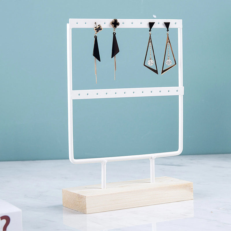 Wooden Base Jewelry Display Organizer Earrings Storage Rack