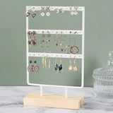 Wooden Base Jewelry Display Organizer Earrings Storage Rack