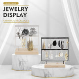 24 Holes Earring Display Stand Wood Metal Show Rack Necklace Holder