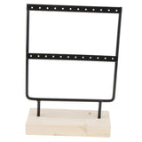 24 Holes Earring Display Stand Wood Metal Show Rack Necklace Holder