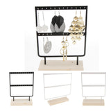 24 Holes Earring Display Stand Wood Metal Show Rack Necklace Holder
