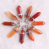 Assorted Natural Stone Pendant Carnelian Agates Quartz Necklace Pendant Lot